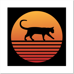 Cat silhouette Posters and Art